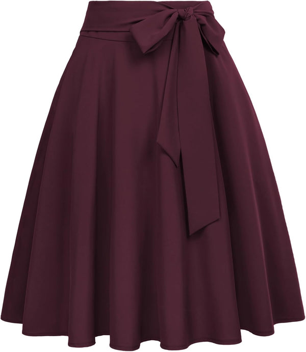 Belle Poque Women High Waisted A Line Skirt with Pockets