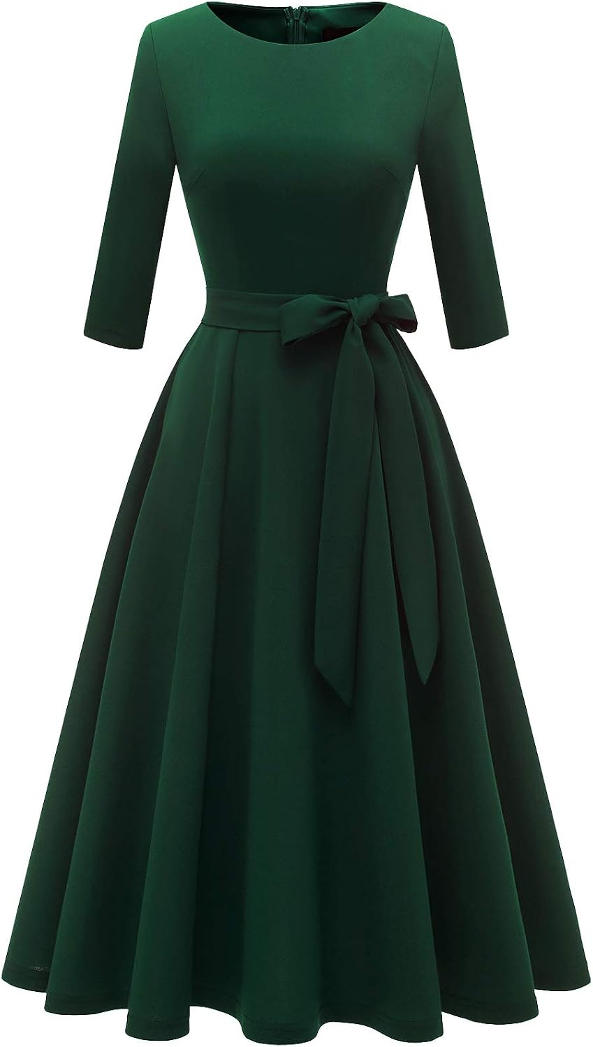 DRESSTELLS Cocktail Dresses for Women, Vintage Wedding Guest 3/4 Sleeves Formal Church Tea Dress