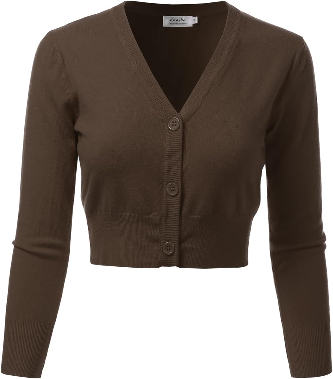 Women's 3/4 Sleeve Soft Open Front Cropped Sweater Cardigan (S-XXL)