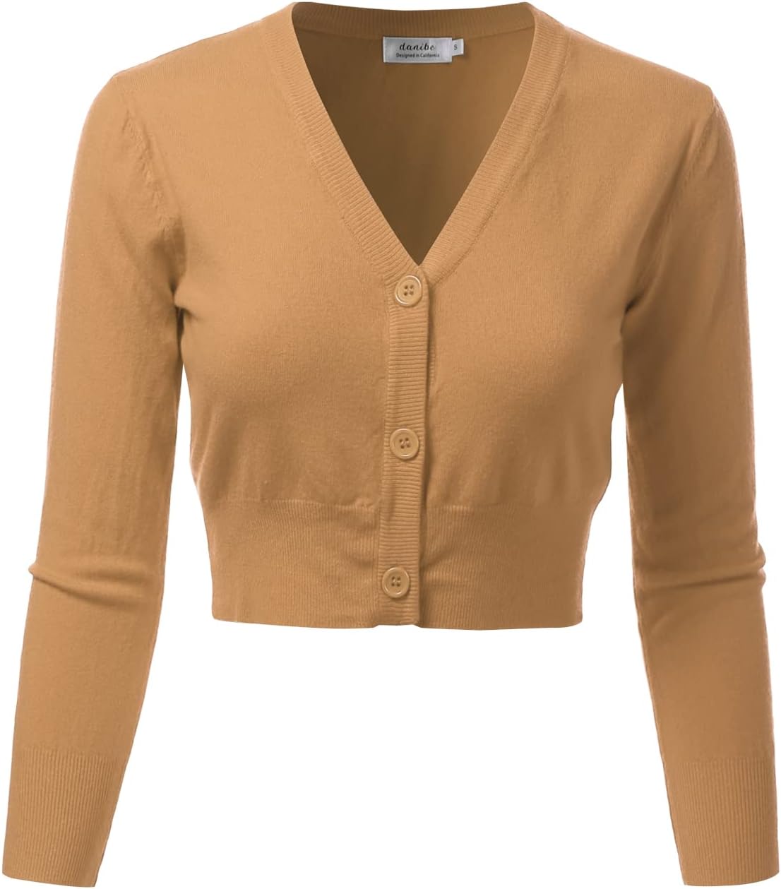 Women's 3/4 Sleeve Soft Open Front Cropped Sweater Cardigan (S-XXL)