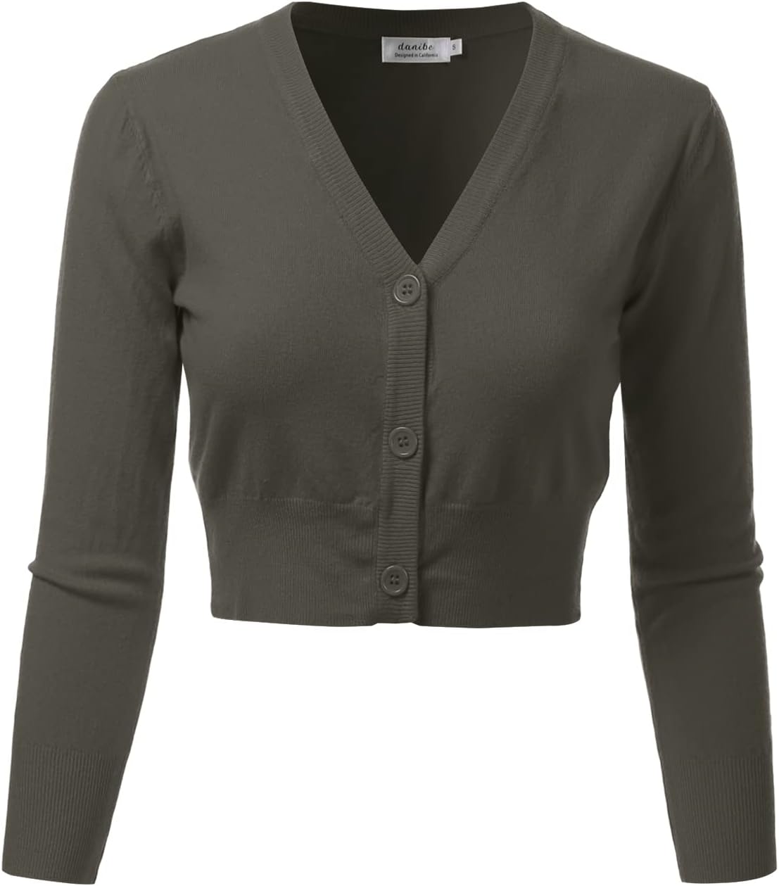 Women's 3/4 Sleeve Soft Open Front Cropped Sweater Cardigan (S-XXL)