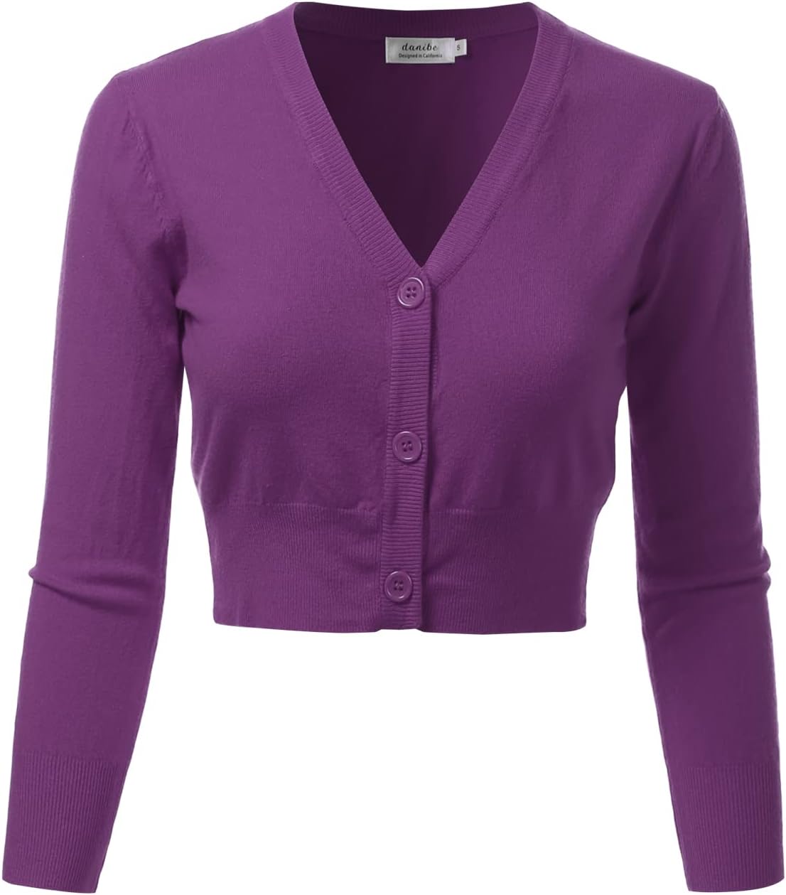Women's 3/4 Sleeve Soft Open Front Cropped Sweater Cardigan (S-XXL)