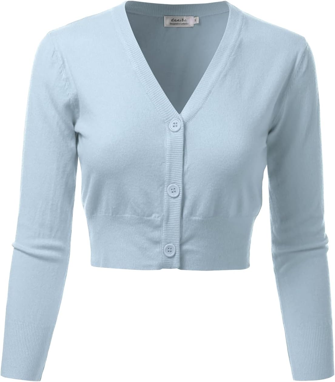Women's 3/4 Sleeve Soft Open Front Cropped Sweater Cardigan (S-XXL)