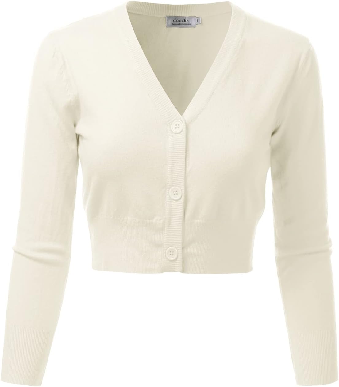 Women's 3/4 Sleeve Soft Open Front Cropped Sweater Cardigan (S-XXL)