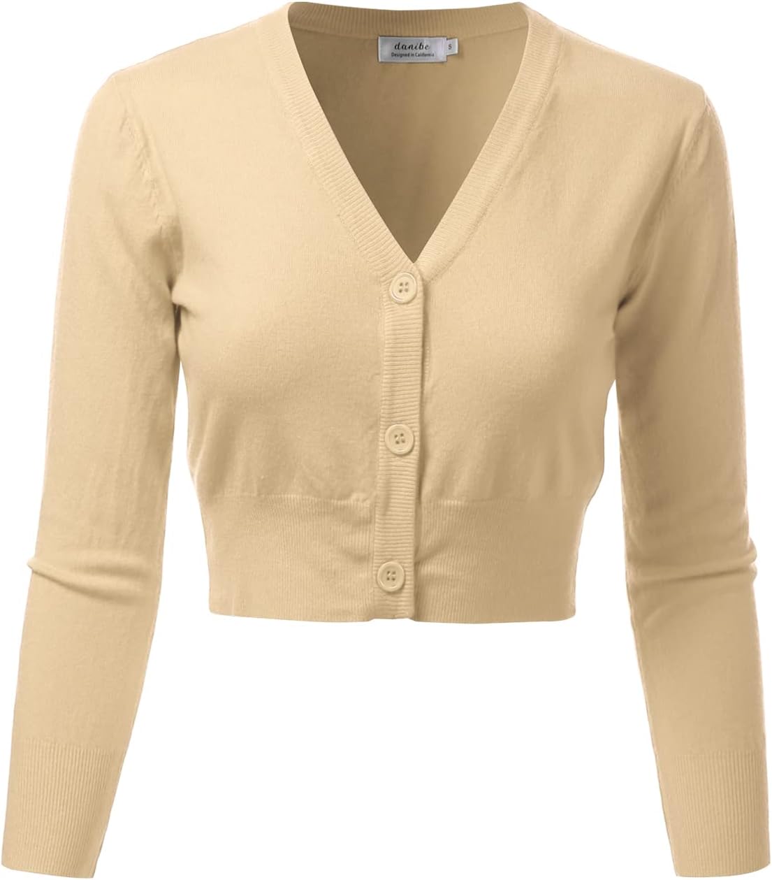 Women's 3/4 Sleeve Soft Open Front Cropped Sweater Cardigan (S-XXL)