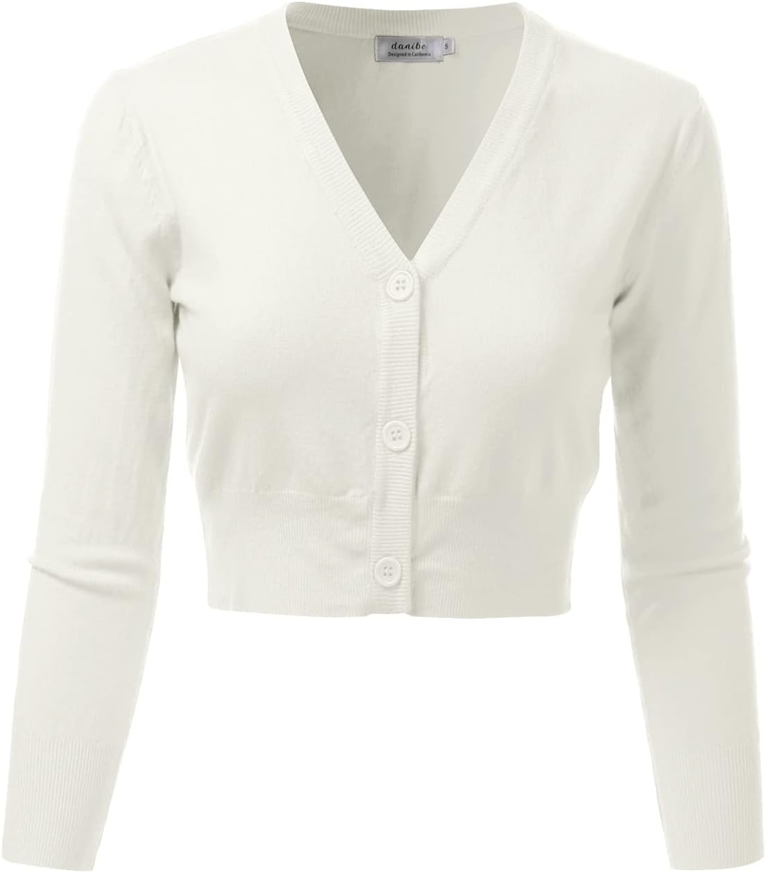 Women's 3/4 Sleeve Soft Open Front Cropped Sweater Cardigan (S-XXL)