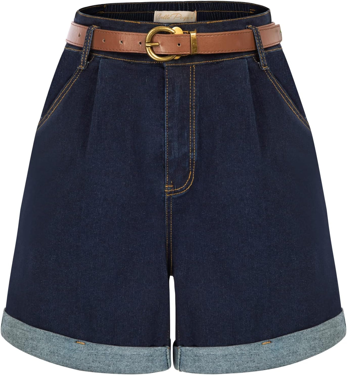 High-Waisted Wide-Leg Denim Shorts with Pockets