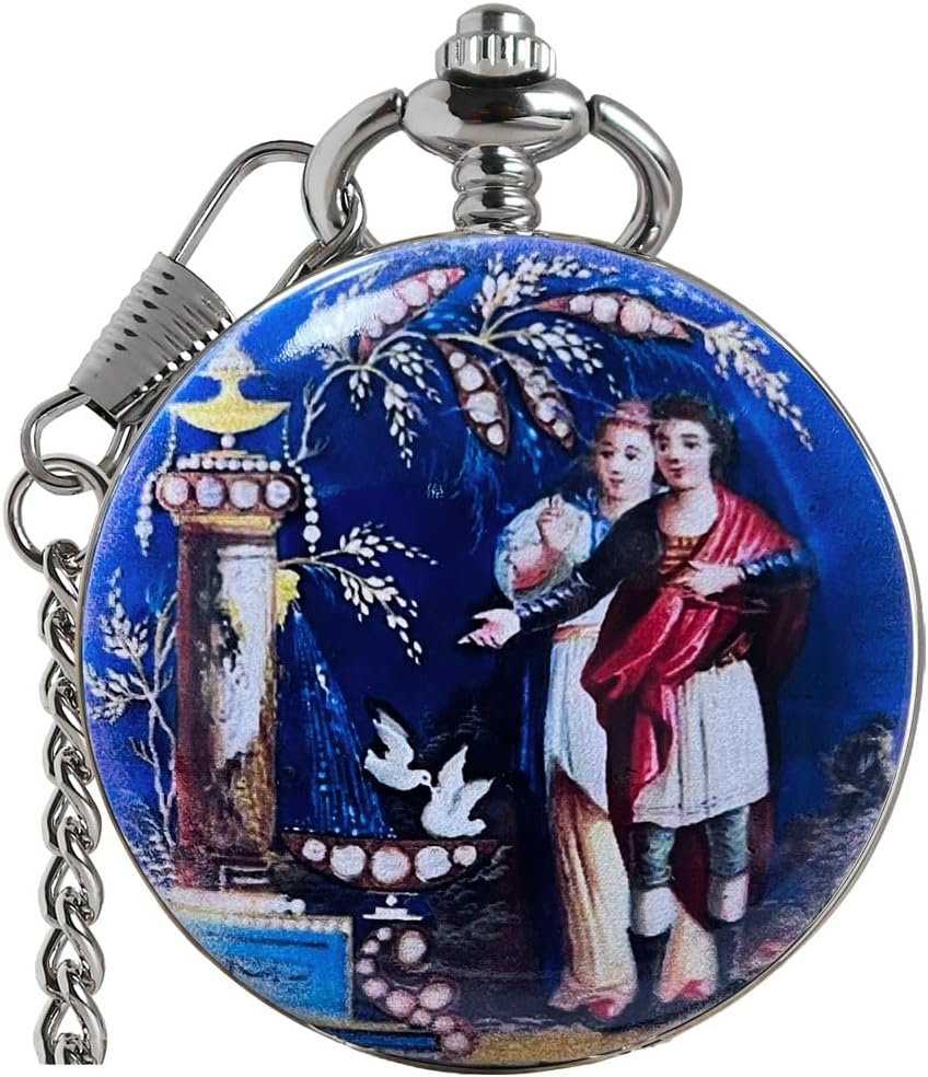 Vintage Floral Bird Manual Mechanical Pocket Watch for Men & Women - E