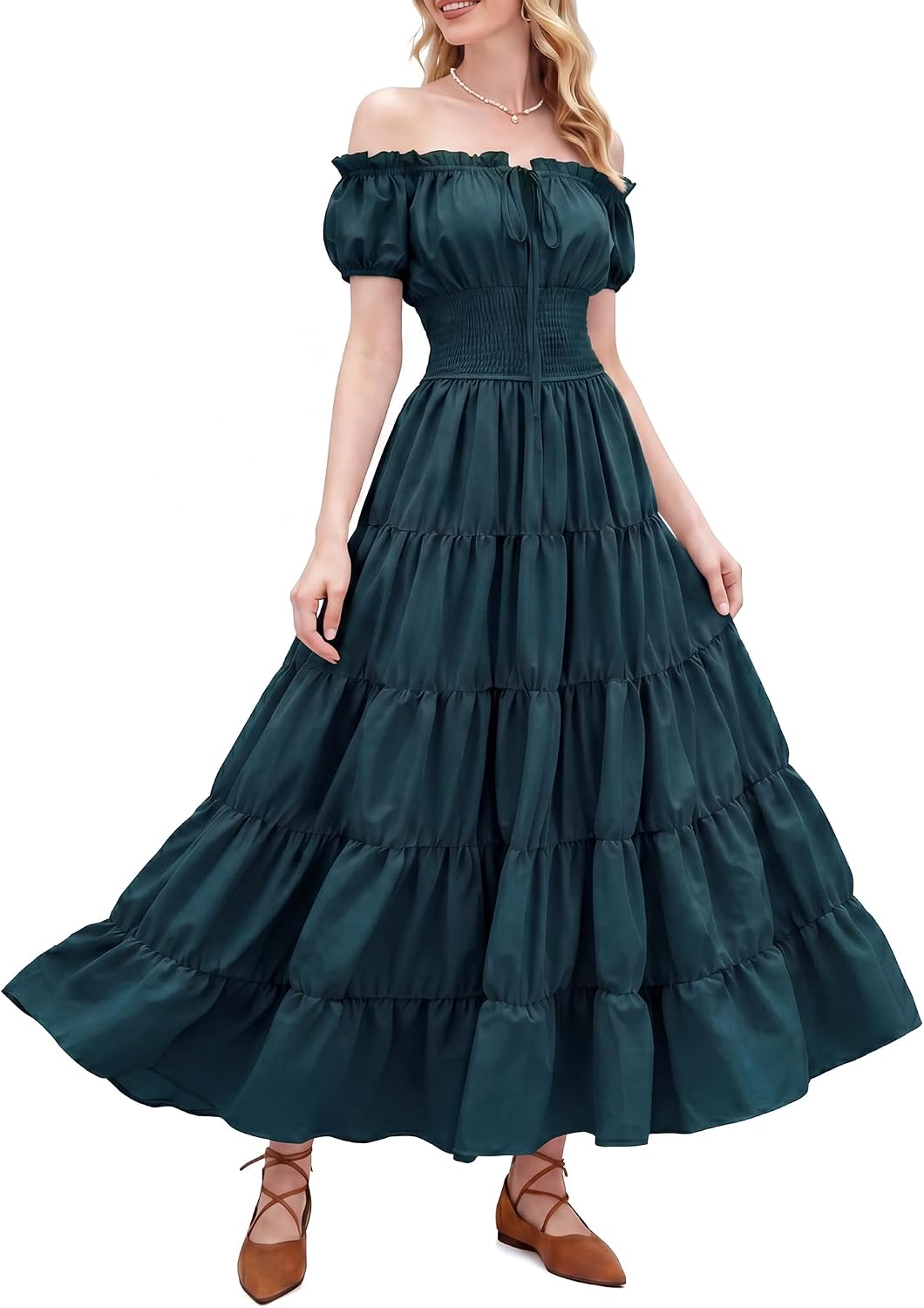 Zhitunemi Renaissance Costume Women Dress: Medieval Costumes for Women Renaissance Dresses - Peasant Cottagecore Theme Party Secondary image