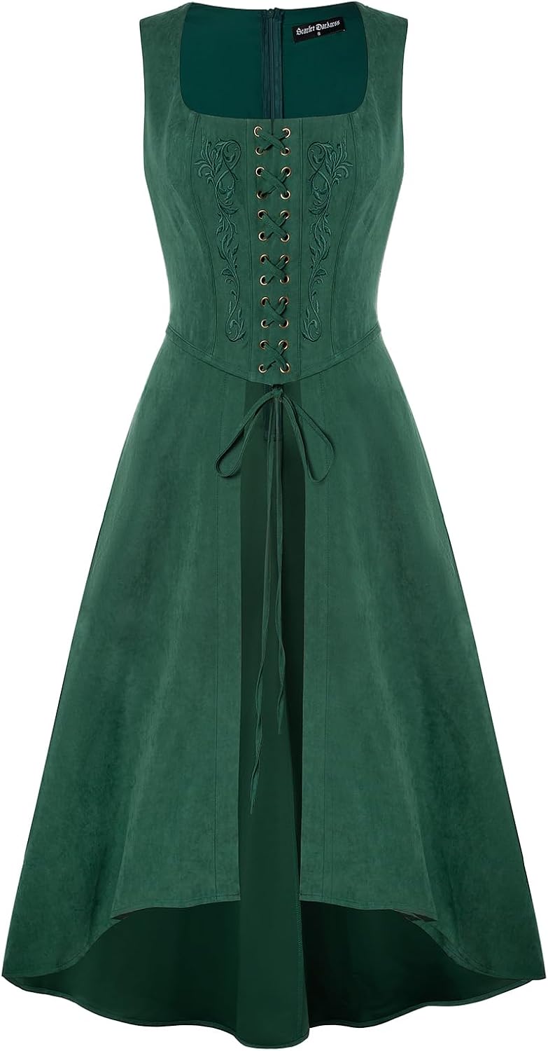Scarlet Darkness Renaissnace Faire Costume Dress for Women Pirate Overdress
