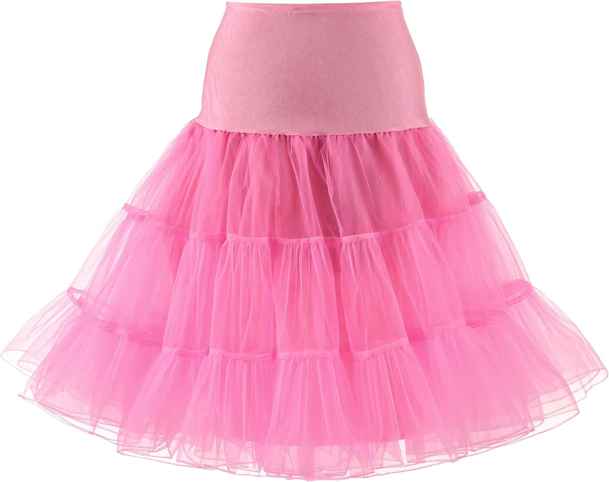 WOWBRIDAL Women's Vintage 50s Rockabilly Petticoat 25.59" Length Tutu Underskirt