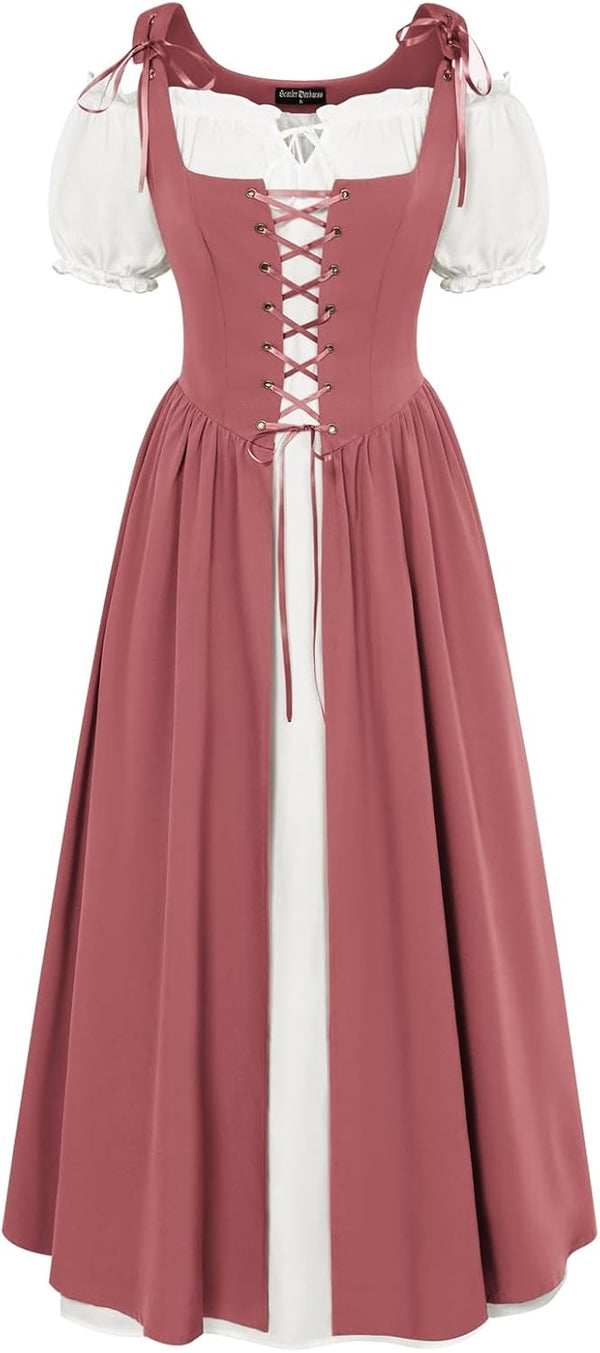 Scarlet Darkness Renaissance Costume Women Halloween Medieval Pirate Dress