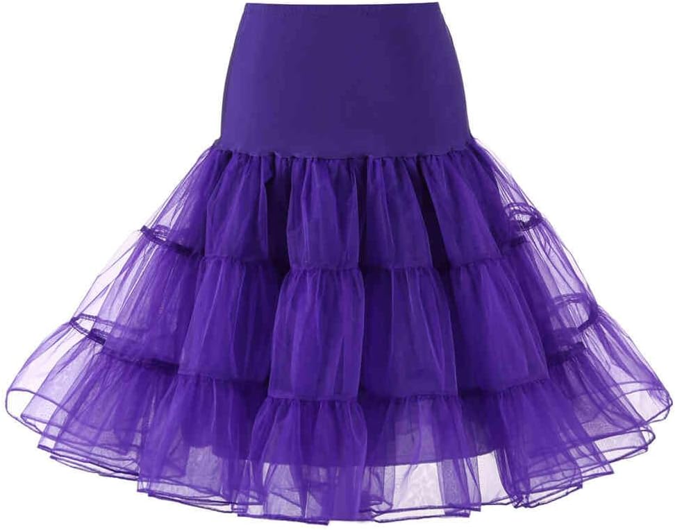 WOWBRIDAL Women's Vintage 50s Rockabilly Petticoat 25.59" Length Tutu Underskirt