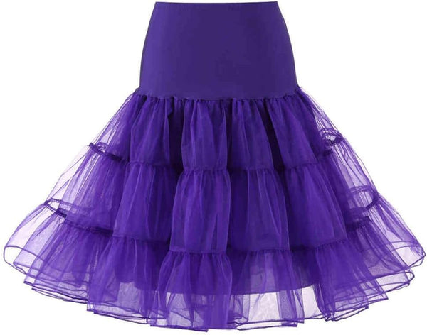 WOWBRIDAL Women's Vintage 50s Rockabilly Petticoat 25.59" Length Tutu Underskirt