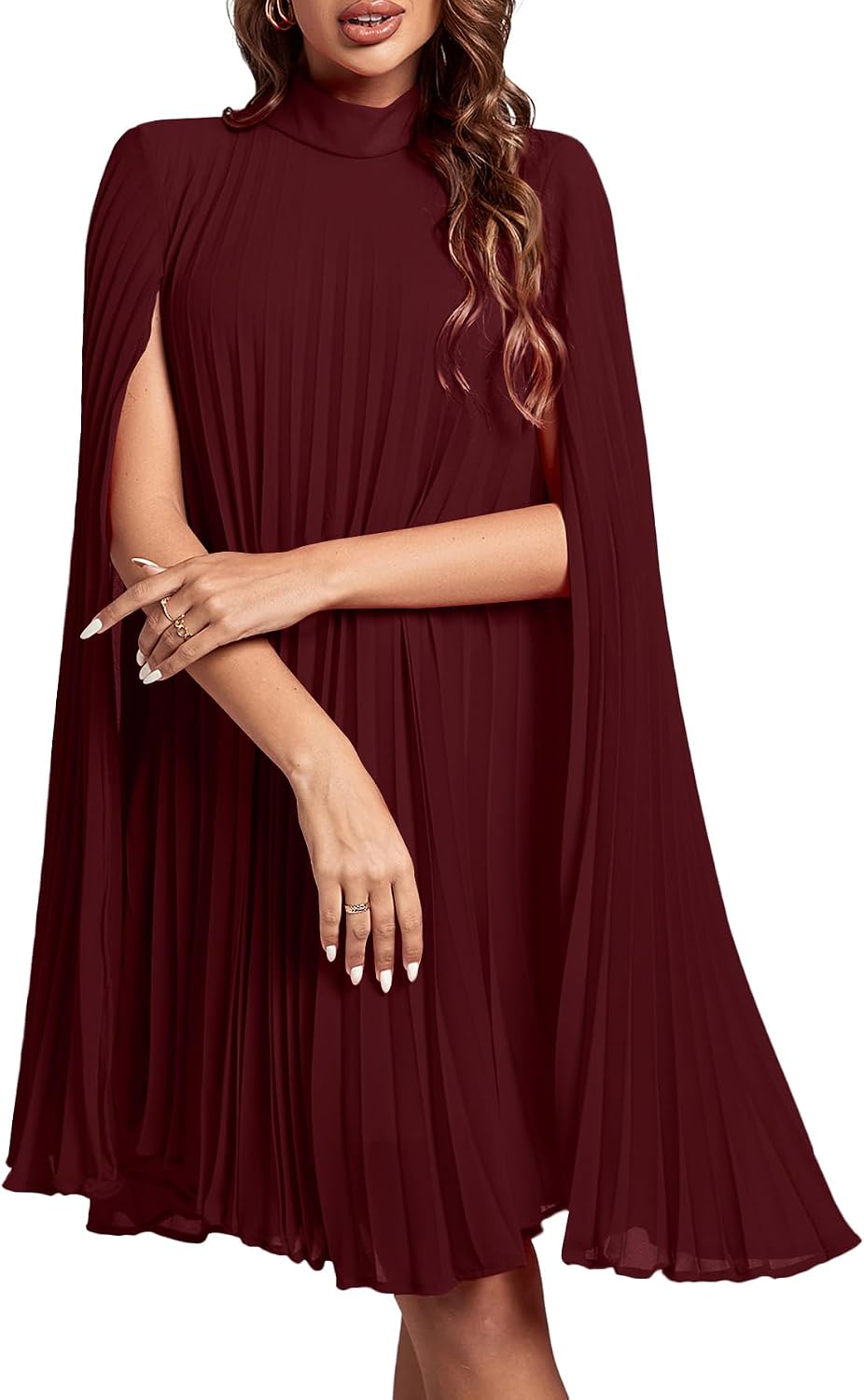 Women's Cloak Sleeve Party Midi Dress