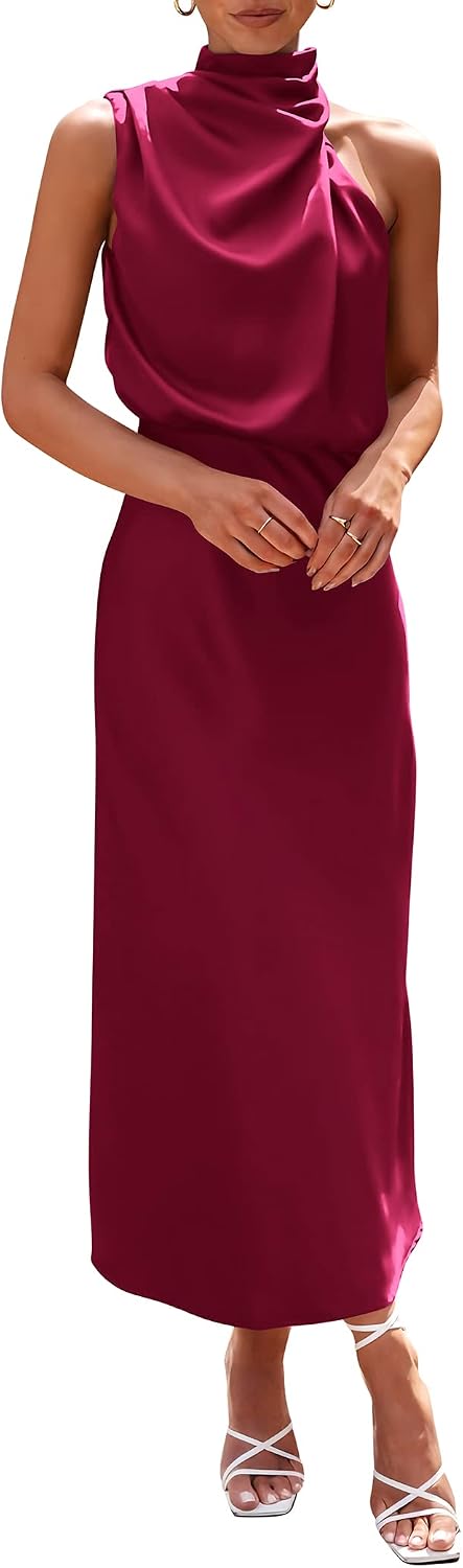 PRETTYGARDEN Women's Summer Satin Maxi Cocktail Dress