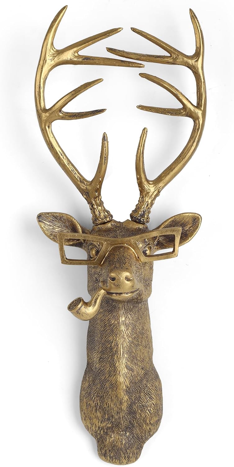Gold Rabbit Animal Head Wall Sculpture