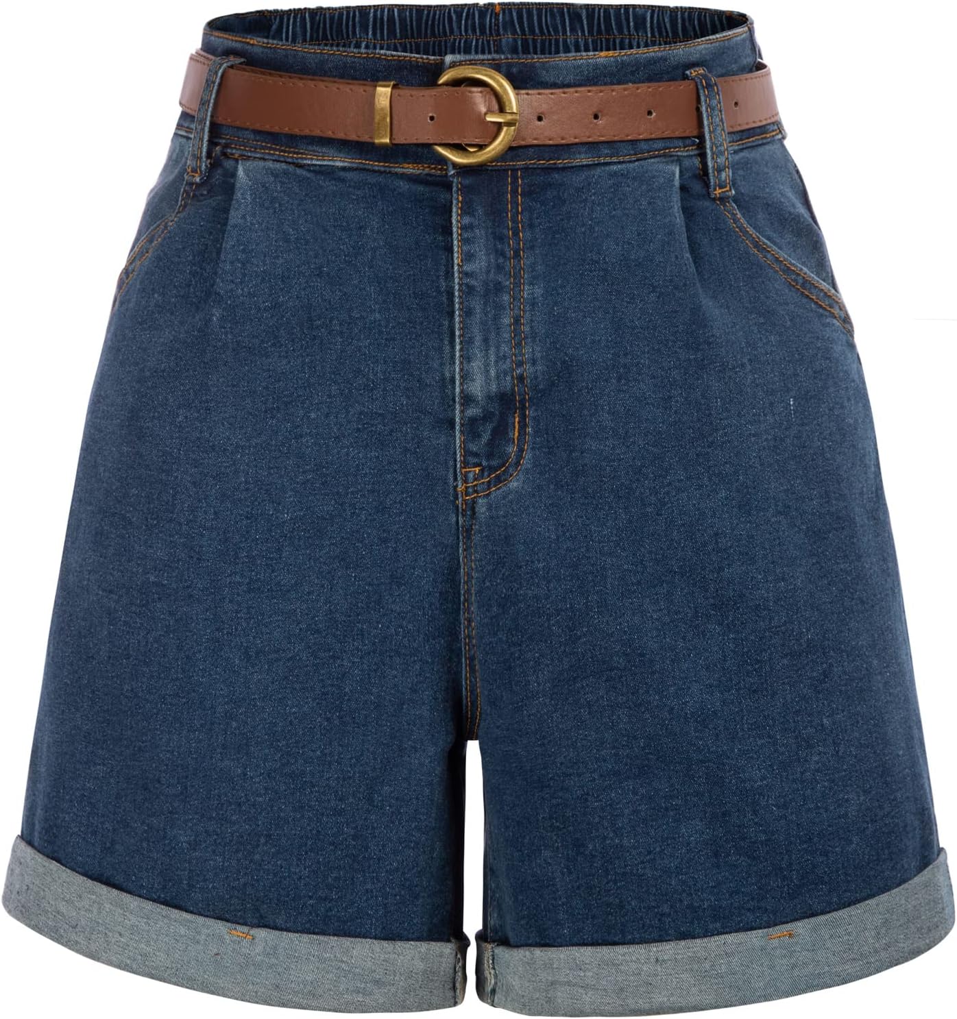 High-Waisted Wide-Leg Denim Shorts with Pockets