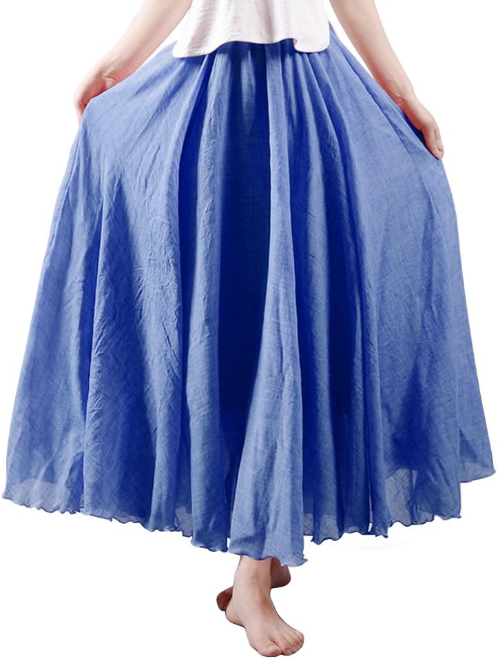 OCHENTA Boho Cotton Maxi Skirts Flowy Long A Line Skirt for Women S-L&Girls