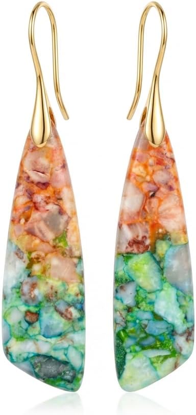 Chalcedony Crystal Teardrop Copper Hook Earrings