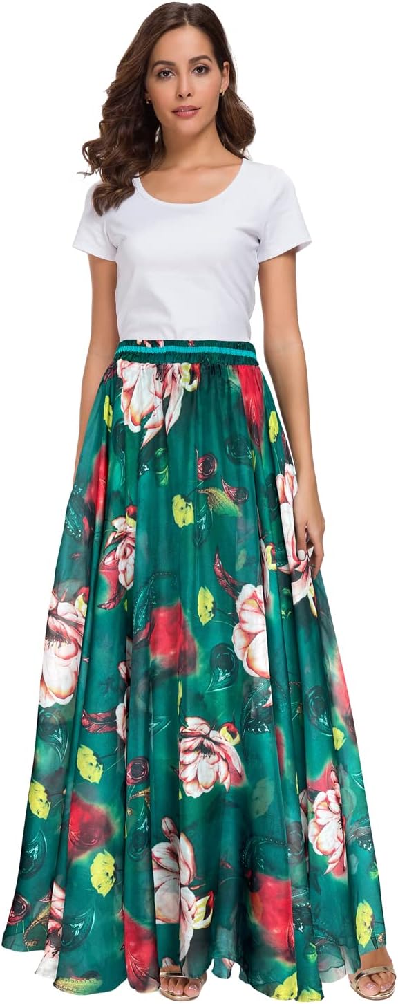 Women Full/Ankle Length Blending Maxi Chiffon Long Skirt Beach Skirt