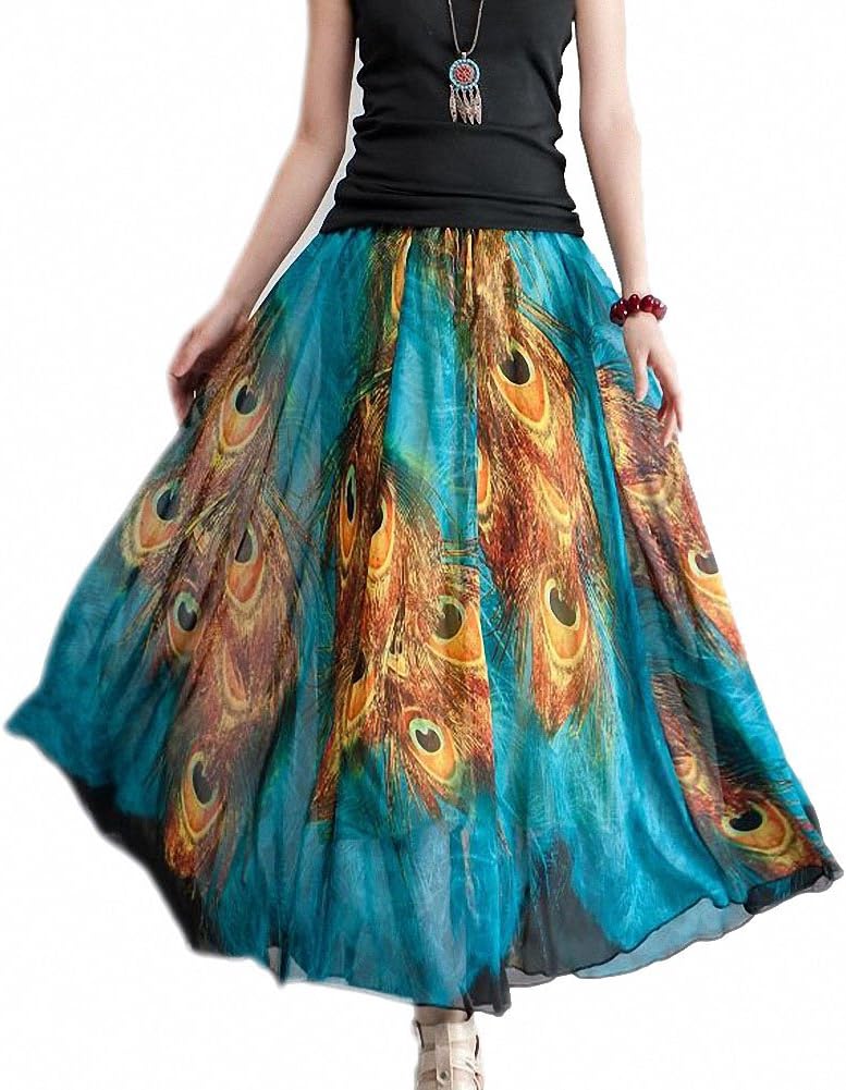 Women Full/Ankle Length Blending Maxi Chiffon Long Skirt Beach Skirt