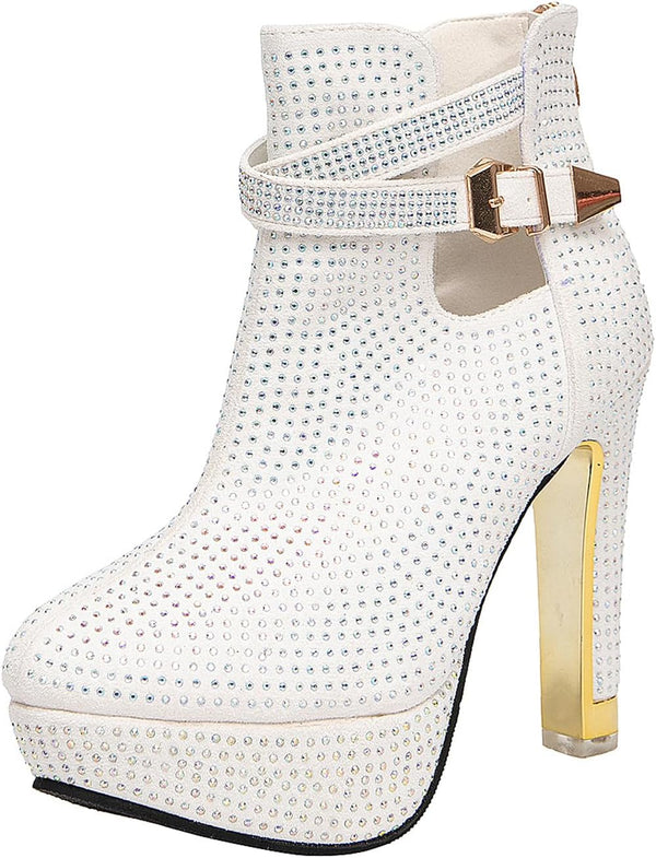 Women's Pretty Lace Flowers Open Toes High Heels Ankle Boots