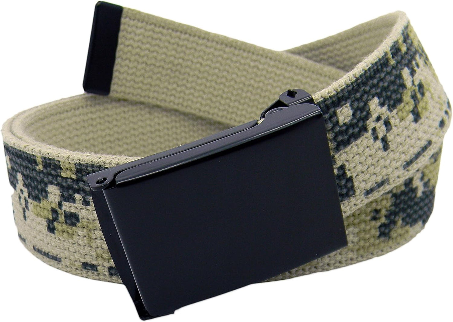 Women's 1.25" Wide Black Flip Top Military Belt Buckle With Canvas
