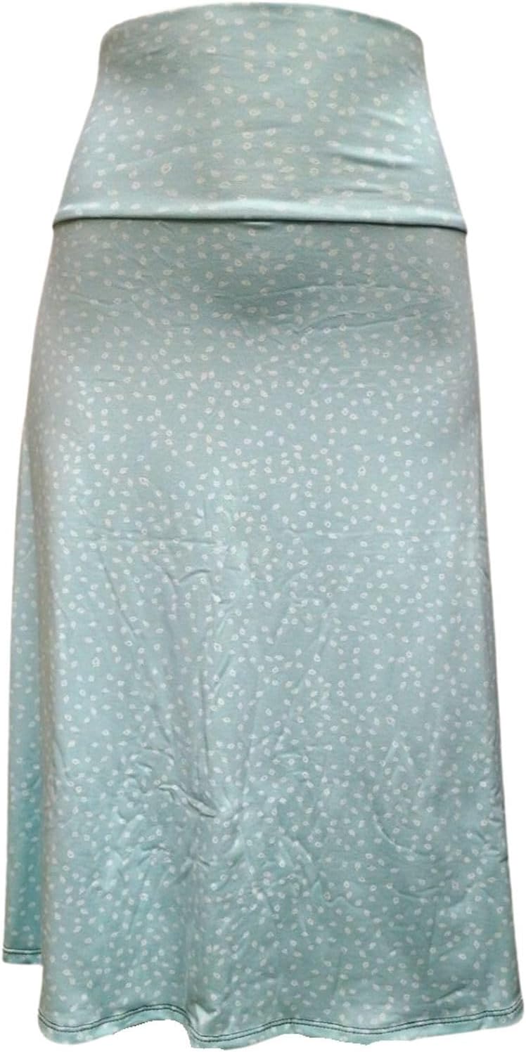 Women's A-Line Foldover Lightweight Flare Midi Pull On Closure Skirt