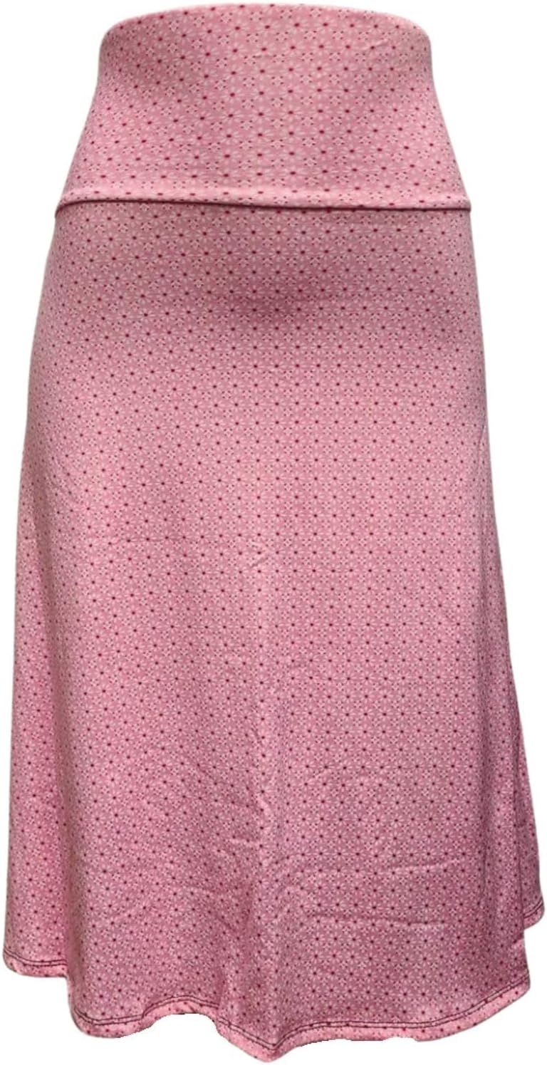 Women's A-Line Foldover Lightweight Flare Midi Pull On Closure Skirt