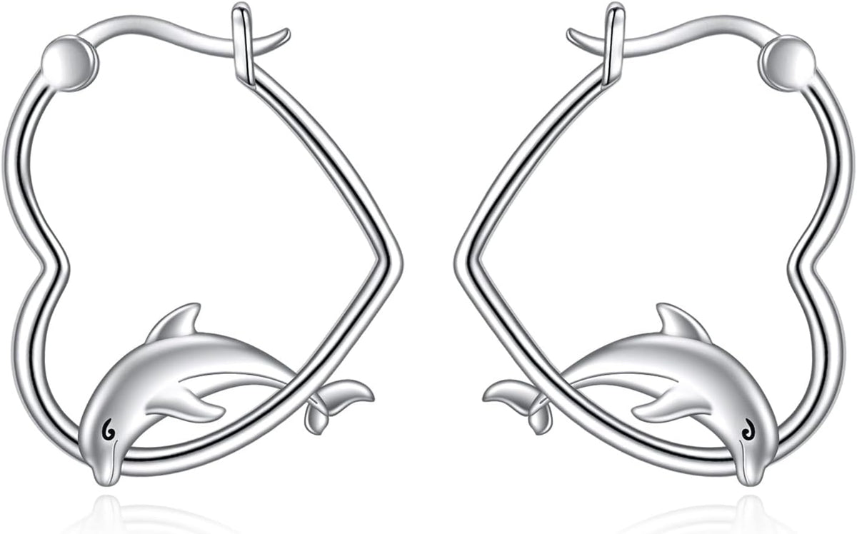 YFN Animal Earrings Sterling Silver Animal Heart Hoop Dangle Earrings Cute Jewelry Gifts for Women