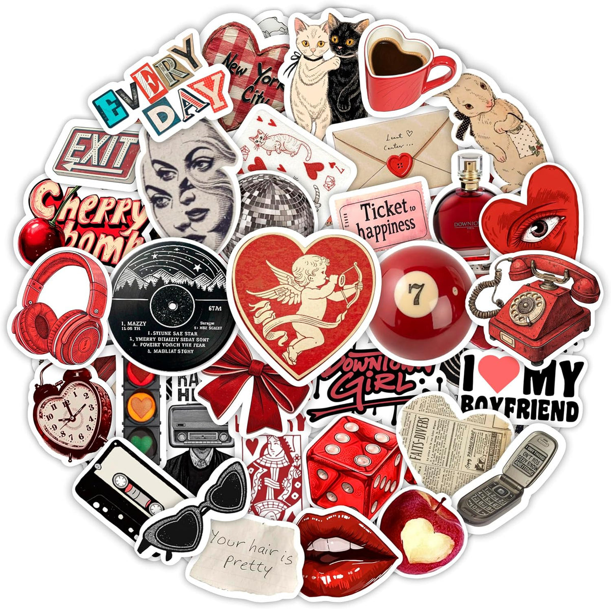 100Pcs Classic Rock Stickers — Rockabilly Guitar & Music Emblems
