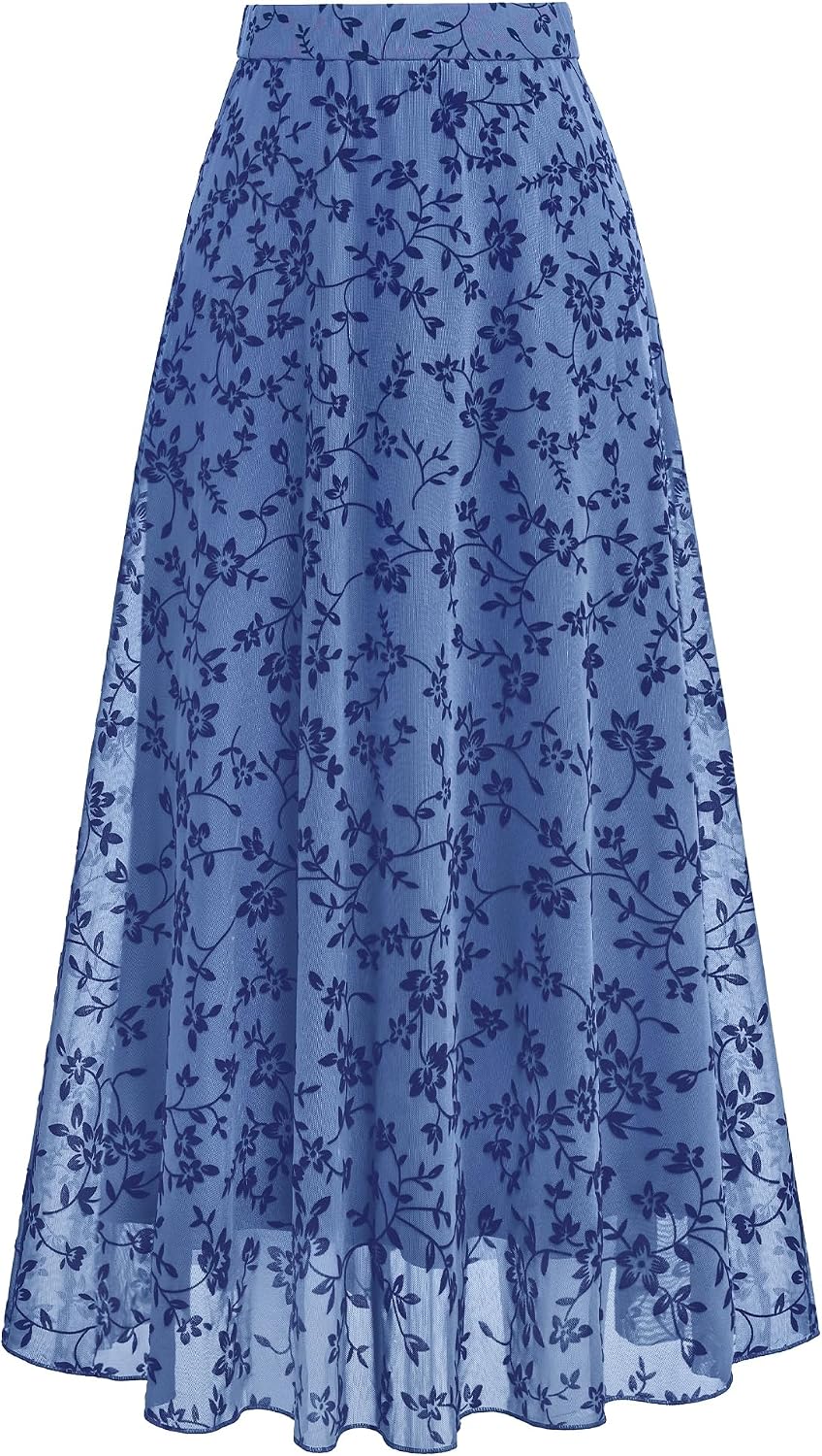 BTFBM Womens Floral Mesh Maxi Skirts Long Tulle Skirt