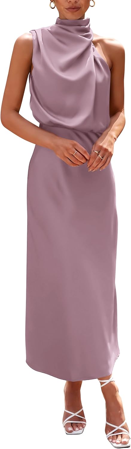 PRETTYGARDEN Women's Summer Satin Maxi Cocktail Dress