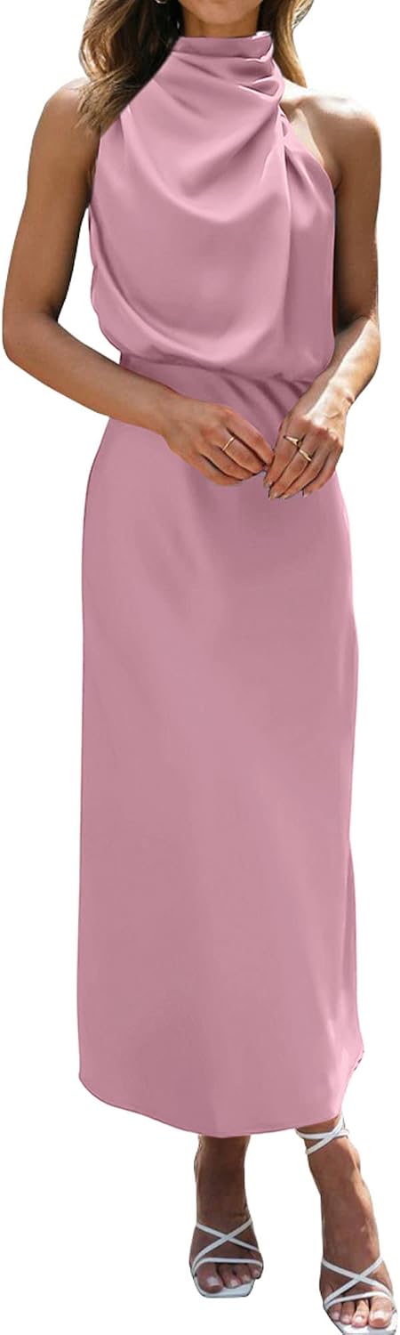 BTFBM Mock Neck Cocktail Dresses for Women Summer