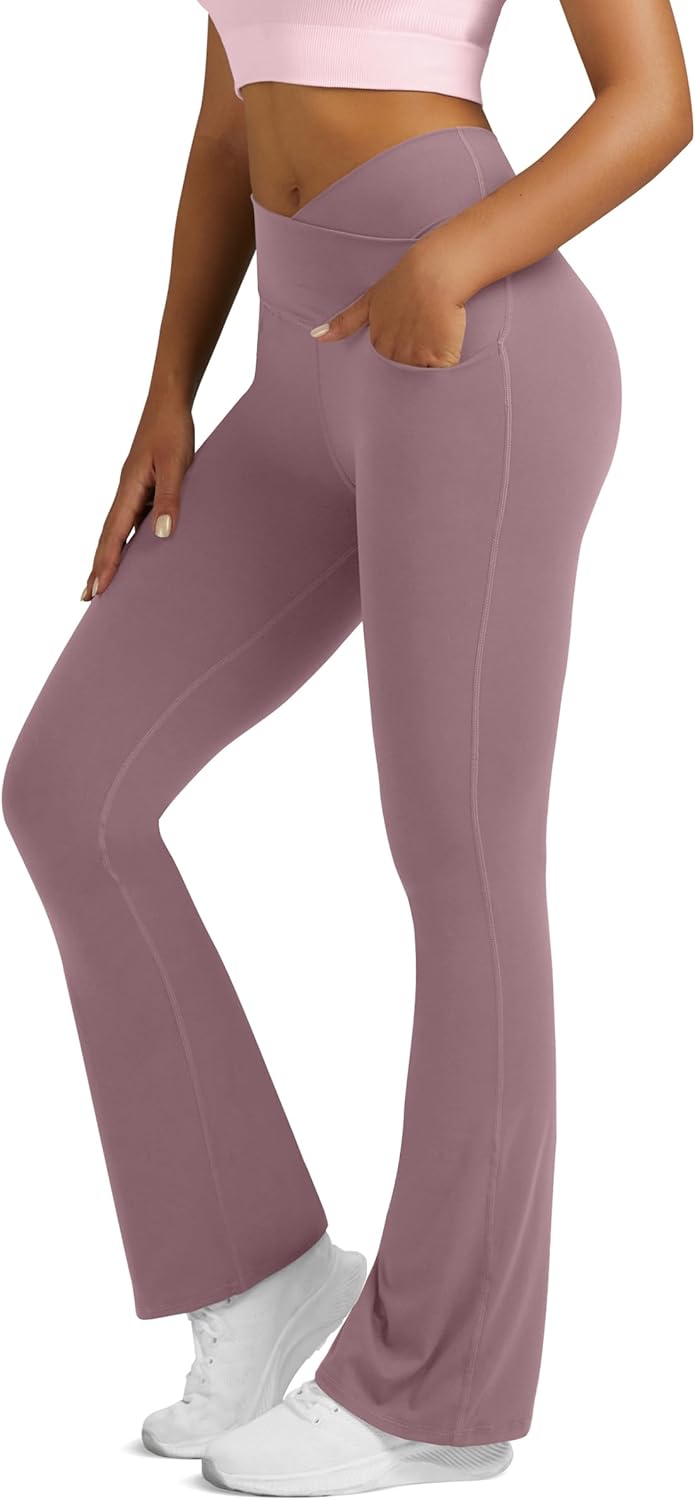 Flare Leggings For Women Yoga Pants With Pockets High Waisted