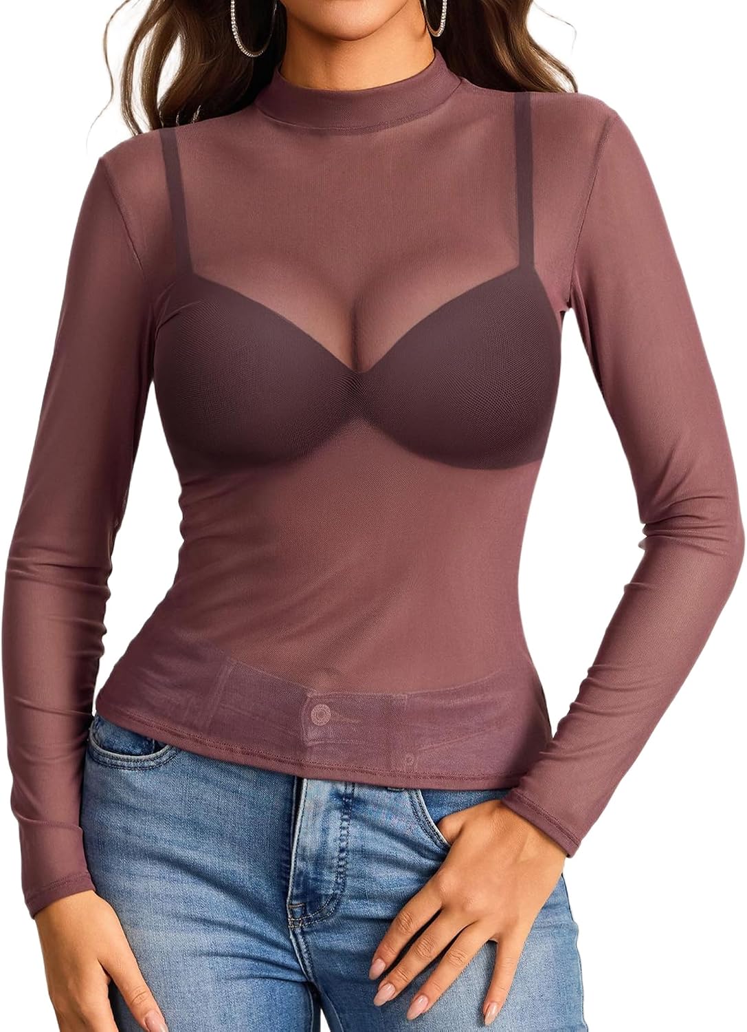 Avidlove Mesh Top for Women See Through Shirt Sheer Blouse Clubwear XS-3XL