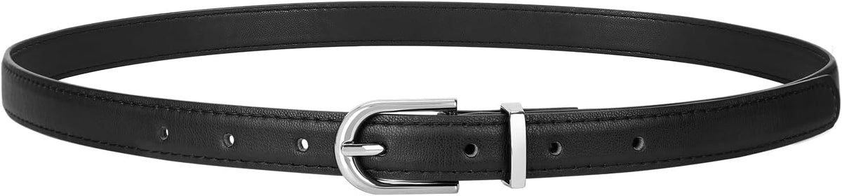 Womens Skinny Leather Belt Ladies Thin Faux Leather Belt With