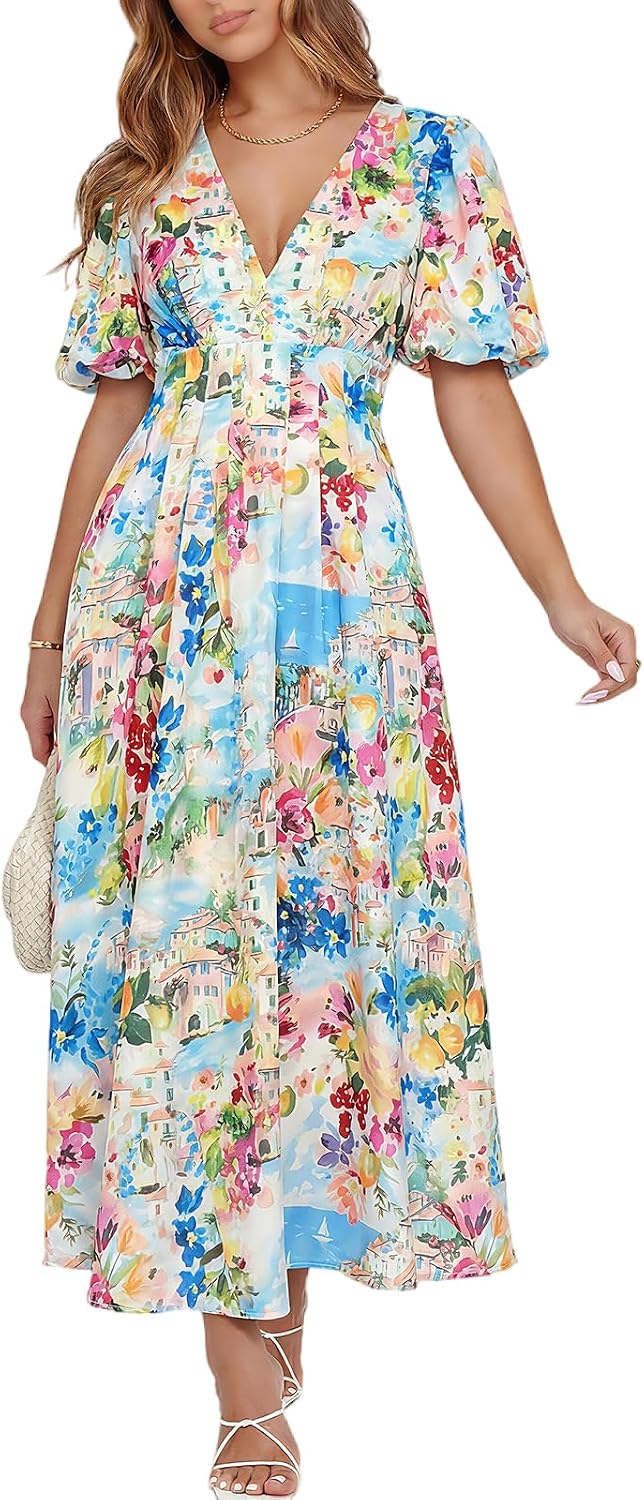Women's Summer Floral Maxi Dress Spring Wedding Guest Dress 2026