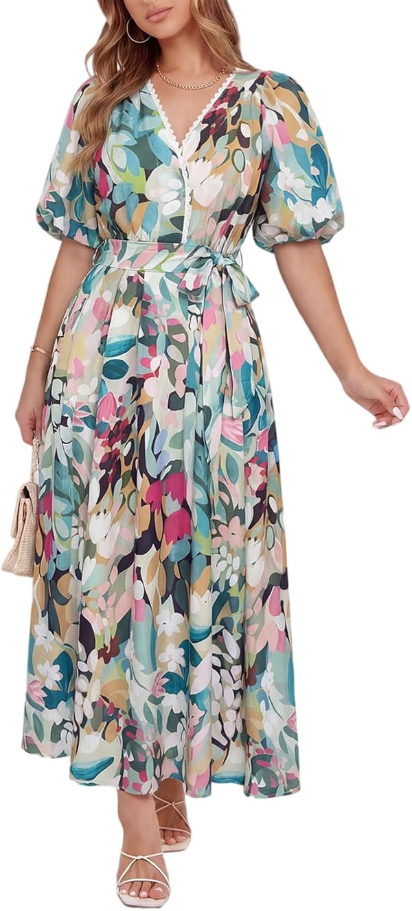 Women's Summer Floral Maxi Dress Spring Wedding Guest Dress 2026
