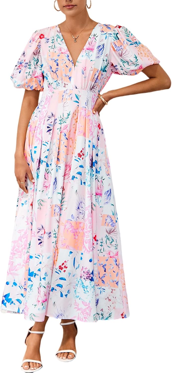 Women's Summer Floral Maxi Dress Spring Wedding Guest Dress 2026