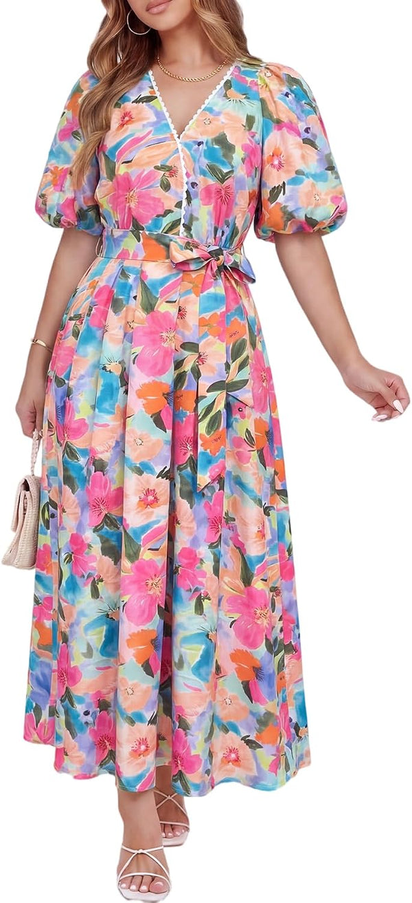 Women's Summer Floral Maxi Dress Spring Wedding Guest Dress 2026