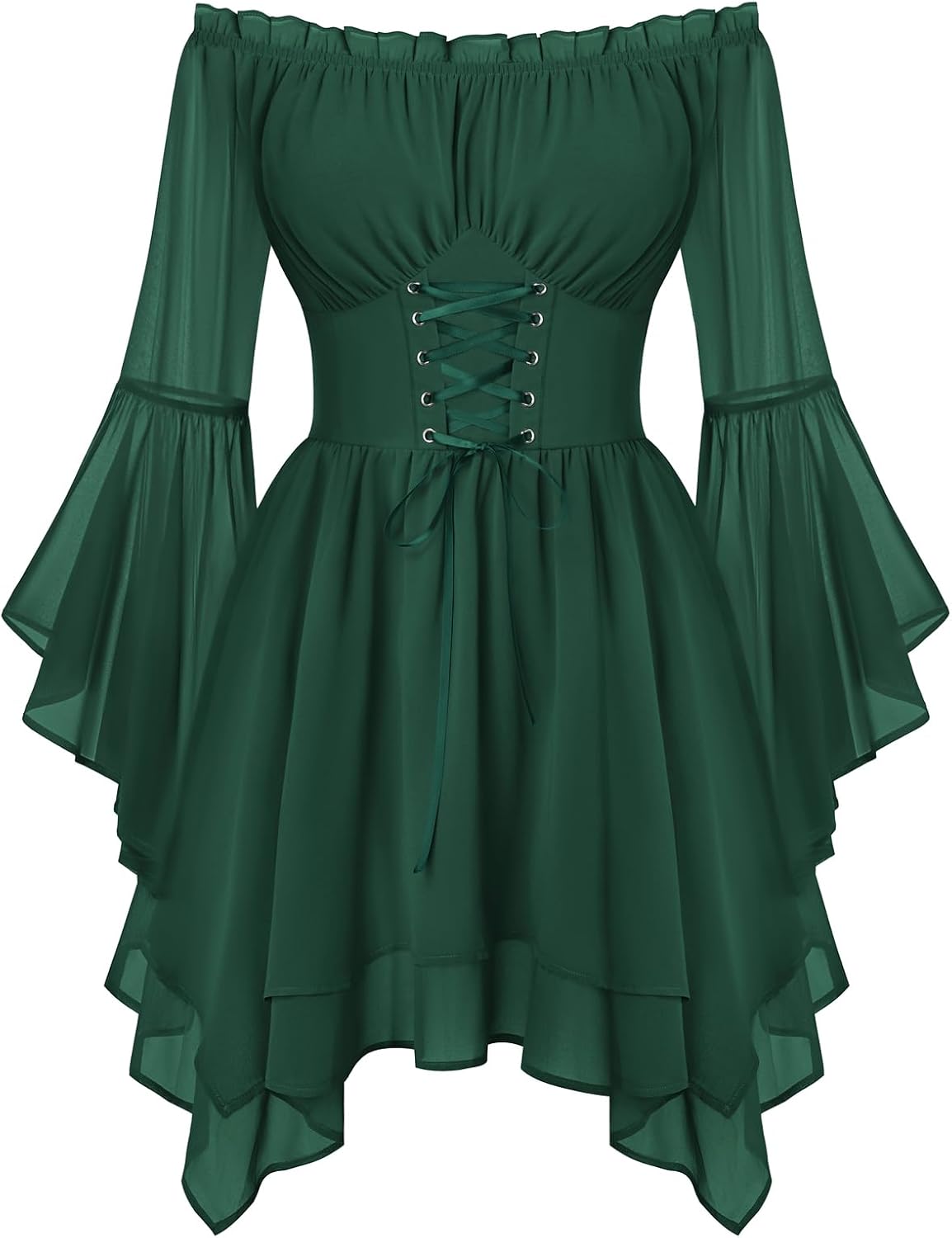 Scarlet Darkness Renaissance Costume Women Chiffon Corset Pirate Mini Dress