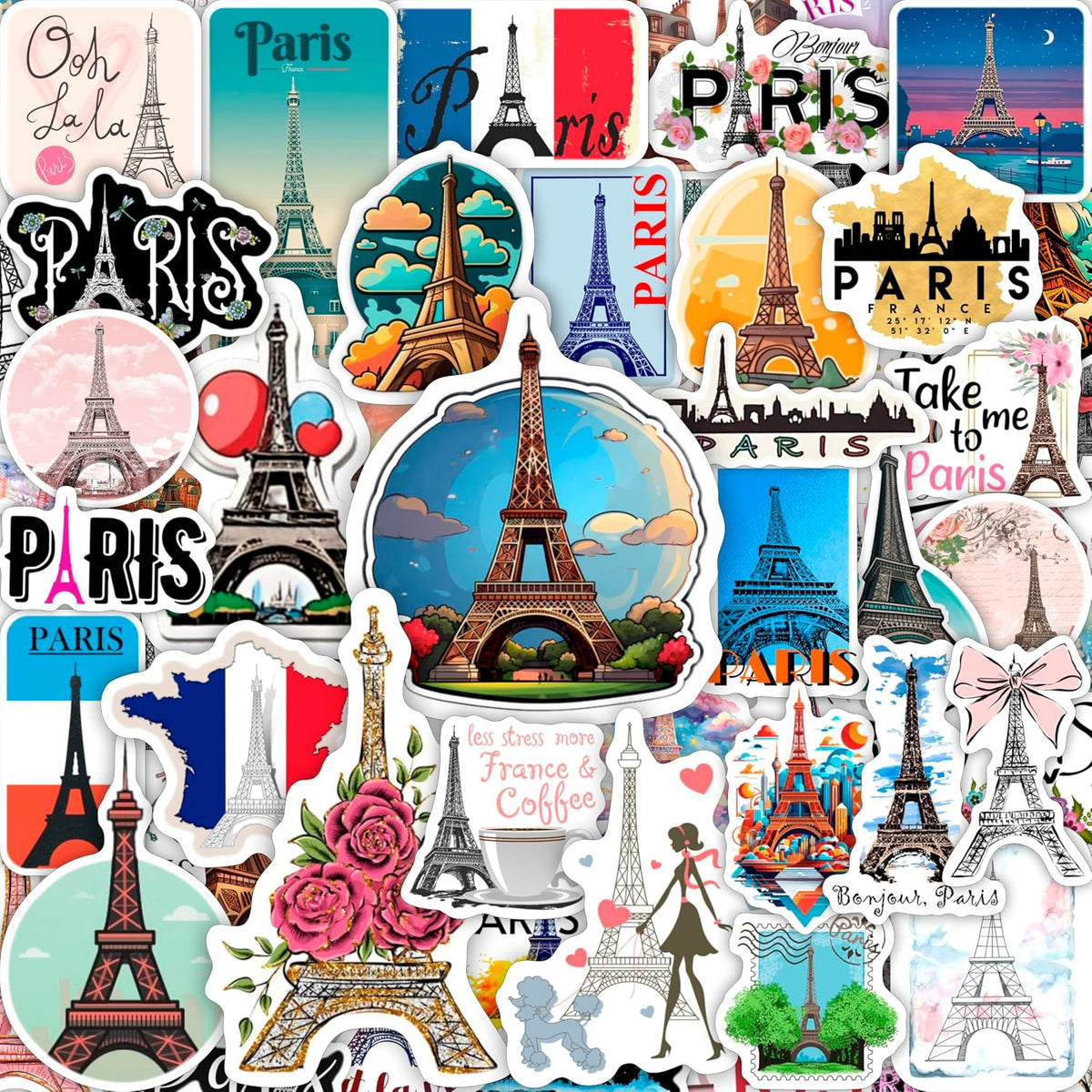 100Pcs Classic Rock Stickers — Rockabilly Guitar & Music Emblems