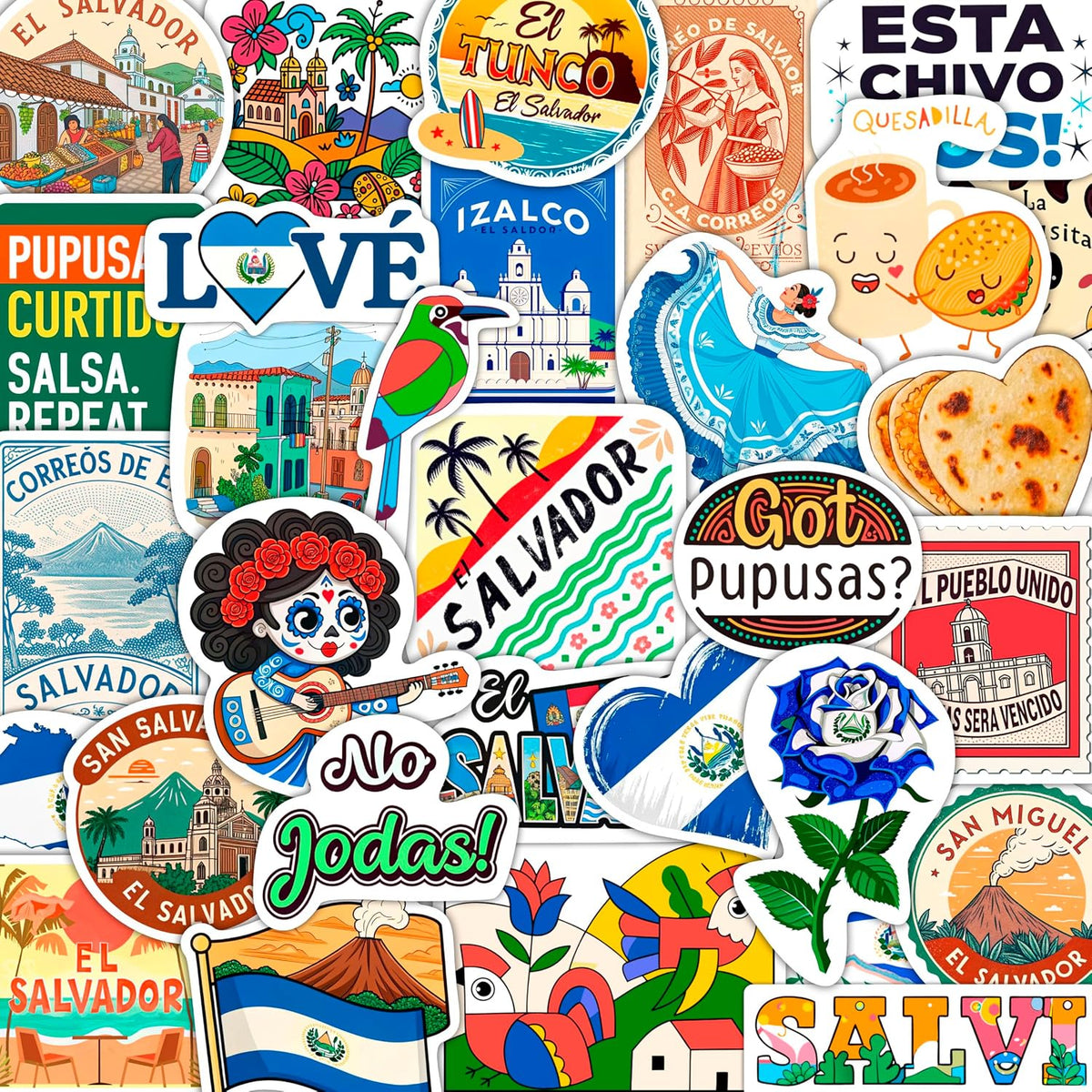 100Pcs Classic Rock Stickers — Rockabilly Guitar & Music Emblems