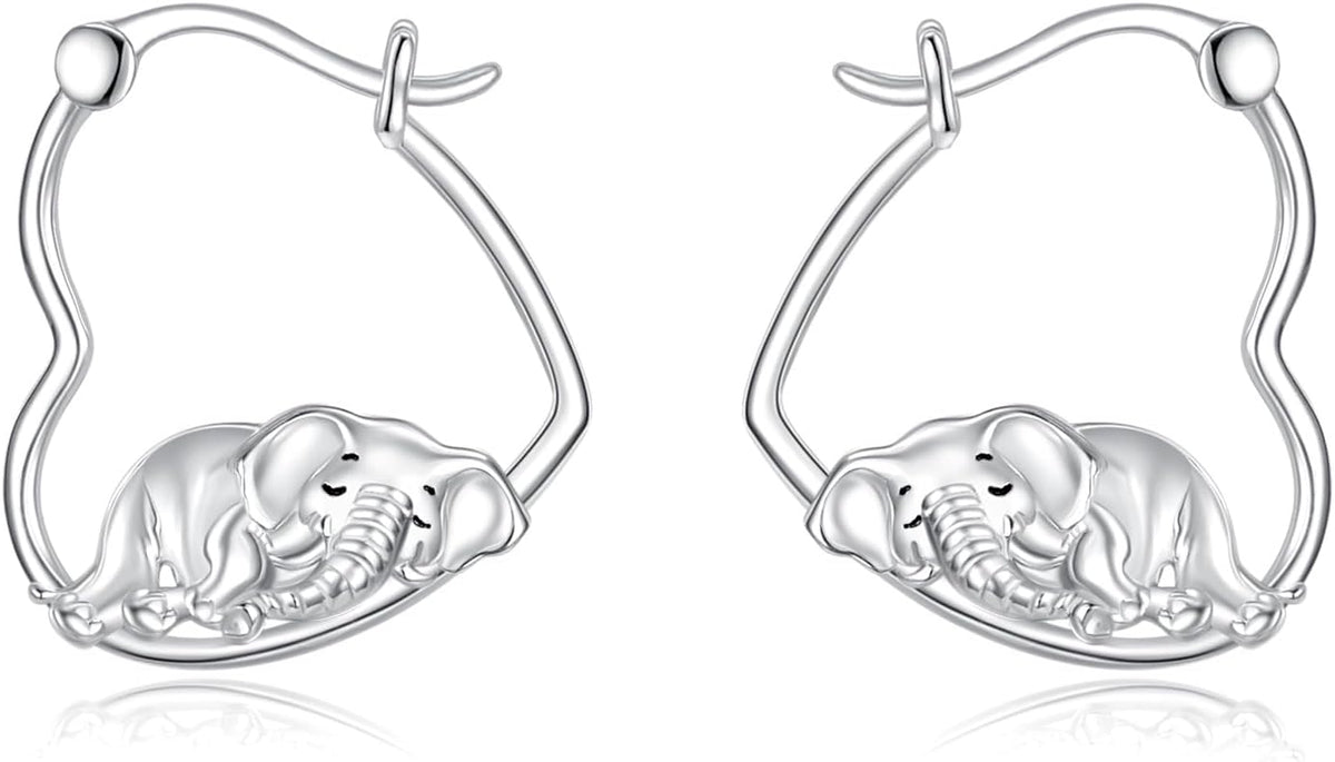 YFN Animal Earrings Sterling Silver Animal Heart Hoop Dangle Earrings Cute Jewelry Gifts for Women