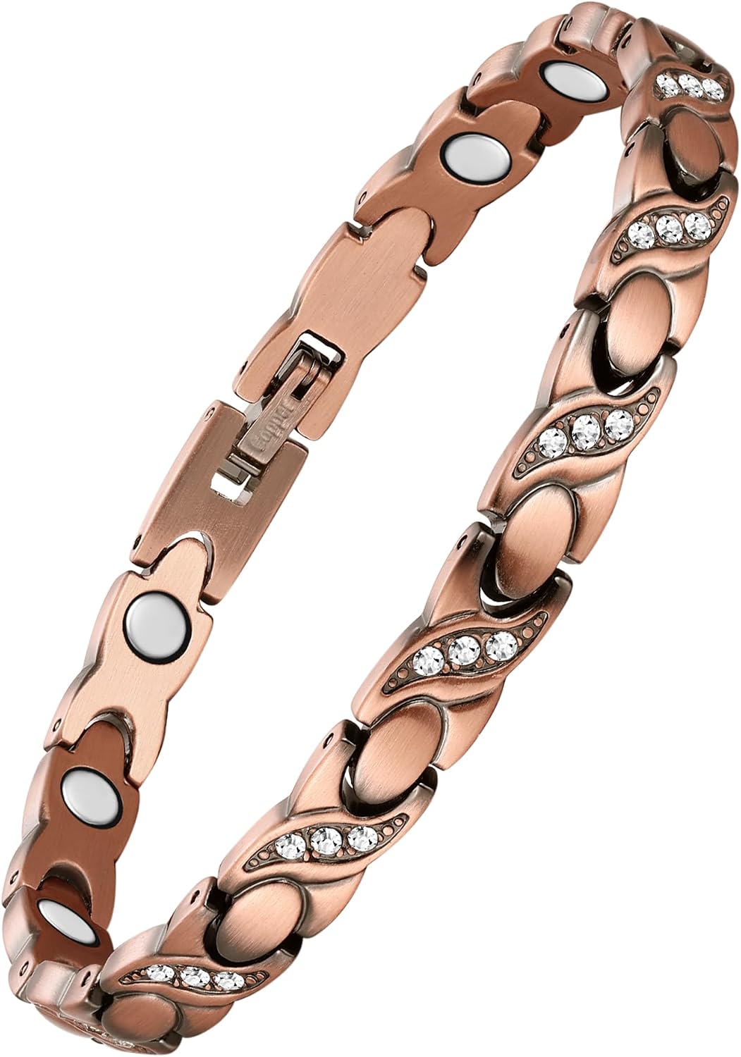 Pure Copper Bracelets for Women,Ultra Magnetic Bracelets for Women with 3500 Gauss Magnets,Crystal Valentine's Day Jewelry Gift, Sizing Tool