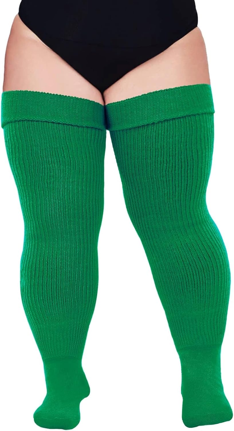 Moon Wood Plus Size Thigh High Socks for Thick Thighs- Women Extra Long Over the Knee Stockings- Halloween Socks Leg Warmers