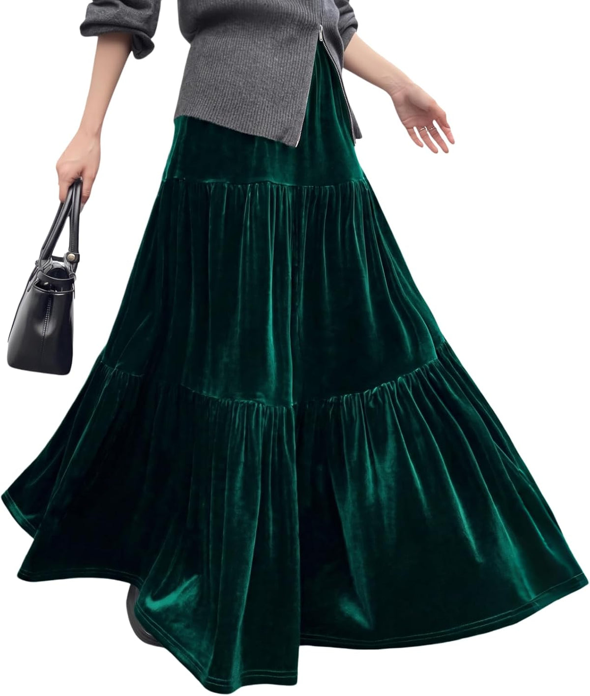 BLENCOT Women's Maxi Skirt Ruffle Flowy Long Fall Skirts Business Casual