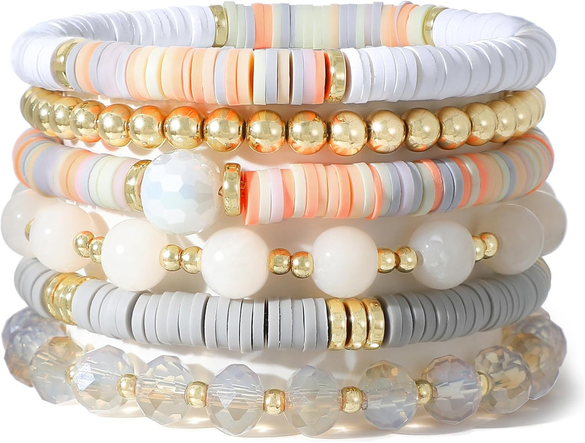 Boho Beaded Stretch Bracelets For Women Stackable Handmade Jewelry